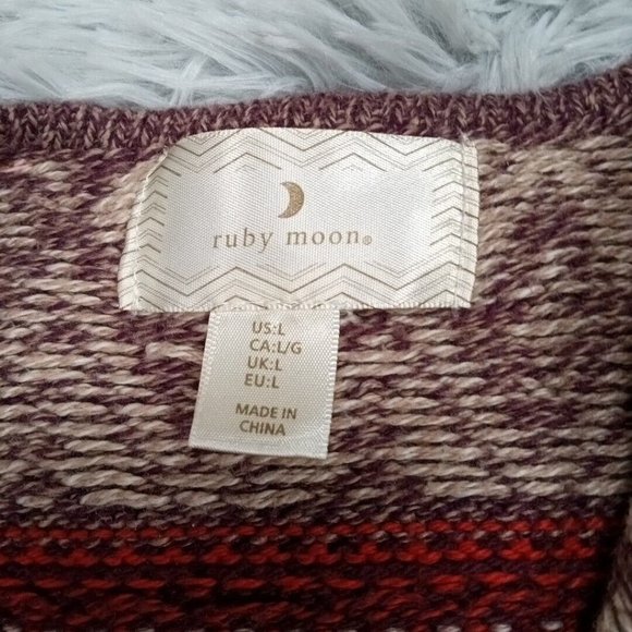 Ruby Moon Womens Cardigan Sweater Aztec Large Wool Multicolor Wrap Open Front - Picture 12 of 12